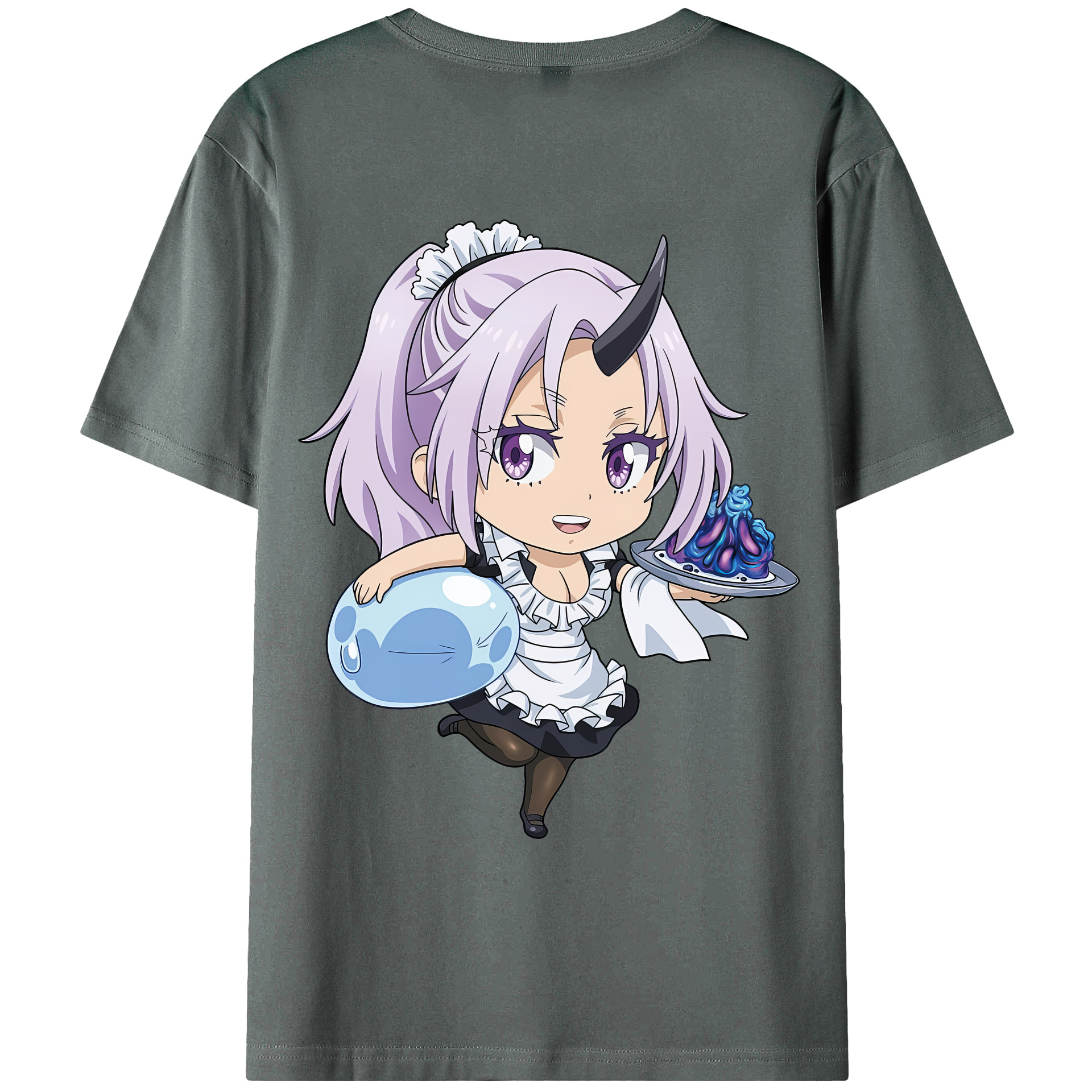 （画像用） 転スラ Regarding Reincarnated to Slime 綿100％ メンズ半袖Tシャツ（バックプリント） 通気性